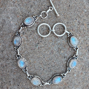 Natural Moonstone Bracelet, 925 Sterling Silver, Gift For Love, Anniversary Gift, Handmade Bracelet, Gemstone Bracelet, Birthday Gift