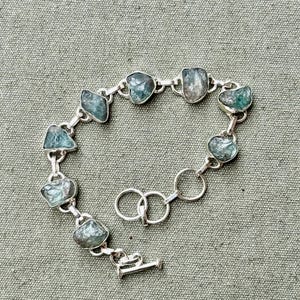 Raw Aquamarine Bracelet, Hand Bracelet , 925 Sterling Silver Bracelet, Stylish Bracelet Handmade Bracelet ,Free Shipping, Gift for her
