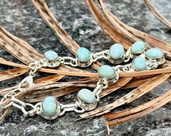 Natural Larimar Bracelet, 925 Silver Bracelet Women Bracelet, Boho Bracelet, Beautiful Bracelet , Gift For Love, Anniversary Gift