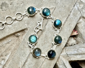 Labradorite Bracelet, 925 Sterling Silver, Gift For Love, Anniversary Gift, Handmade Bracelet, Gemstone Bracelet, Birthday Gift