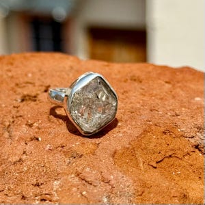 Beautiful Herkimer Diamond Ring,  925 Sterling Silver, Handmade Ring, Rough Herkimer Diamond Ring, Anniversary Gift For Her, Valentine Sale