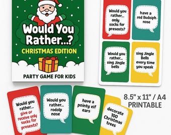 Funny Kids Christmas Activity. Kids Party Card Game