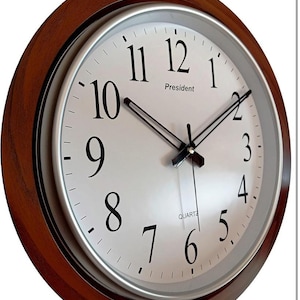 Wooden Wall Clock - Classic Wooden Frame, Large Numerals, Silent Movement, Home or Office Decor