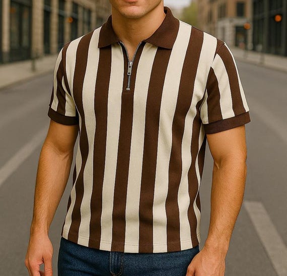 Striped Cotton Jersey Polo Shirt: Vintage Preppy Old Money Style