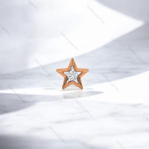 14K Gold Star Diamond Stud Earring • Dainty Celestial Cartilage Earring • Tiny Star Helix Piercing Jewelry • Gift for Women & Girls