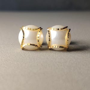 18K Gold Pearl Stud Earrings: Dainty Bridal Jewelry