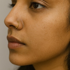 14K Gold Textured Nose Ring • Handmade Gold Hoop Nose Ring for Women • Dainty Cartilage Hoop • Minimalist Indian Nose Jewelry • Gift for Her
