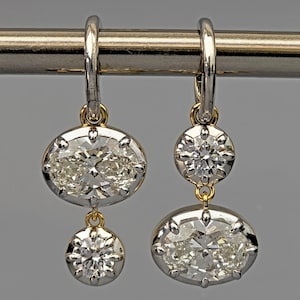 Georgian cut down multi shape Lab grown earrings, statement earring, 2 toned earrings, dangled earrings for women