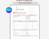 Editable invoice template, custom order form for small business, invoice form, modern invoice, editable canva template instant download.