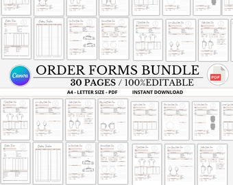 Bon de commande modifiable, bon de commande imprimable pour petite entreprise, modèle Canva modifiable, bon de commande de t-shirts, bon de commande d'artisanat, suivi des commandes