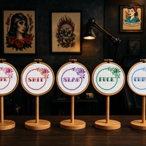 Funny Swear Word Cross Stitch Pattern Bundle, Five Patterns, Assorted Colours (Digital PDF).