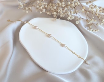 Natural Freshwater Pearl Bracelet | Gold Plated Bracelet | Pearl Beaded Bracelet | Wedding Jewelry | Bridesmaid Gift | Gift for Her