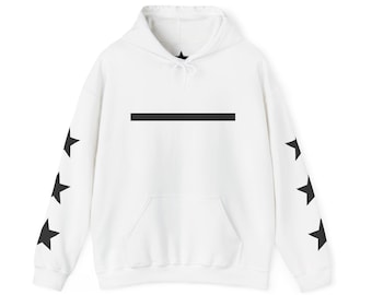 Minimal Black Bar Hoodie | Star Sleeve Graphic Hoodie