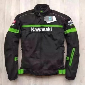 Kawasaki Motorbike racing Jacket Mesh Fabric biker Jacket Mens Black jacket All season wear kawasaki motorcycle jacket Best gift for riders