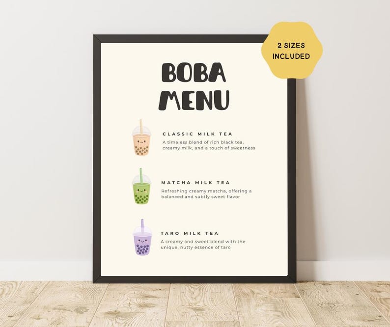 Editable Boba Tea Menu, Bubble Tea Bar Menu, Boba Party Birthday Baby ...
