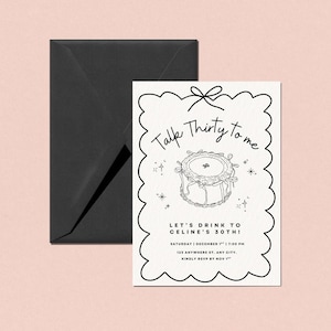 Editable Talk Thirty To Me 30th Birthday Party Girly Invitation, Thirty and Thriving, Canva Template, Digital Download, Printable Card