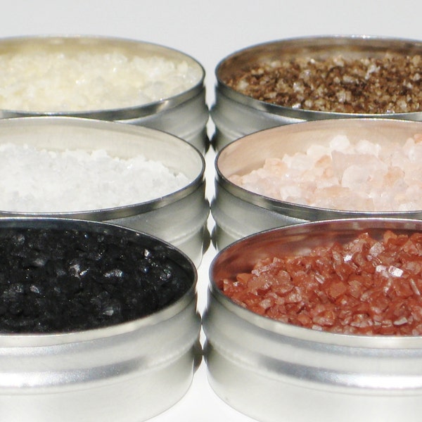 Custom Gourmet Salt & Peppercorn Sampler - You Choose 6 - for snacks, cooking, grilling, baking and cocktails - gourmet DIY gift