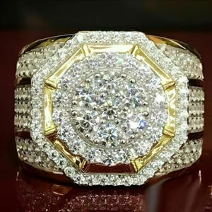 Men Wedding Ring | Mens Wedding Band | Mens Iced Out Ring | Mens Silver Hip Hop Ring | Iced Out Rings | Big Diamond Ring | Silver Pinky Ring