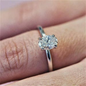 2Ct Oval Cut Diamond Solitaire 925 Silver Women&#39;s Engagement Ring, Dainty Ring, 4 Prong Solitaire Wedding Ring, Gift For Her