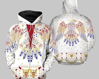 Felpa con cappuccio cosplay di Elvis Presley, felpa con cappuccio costume di Elvis King, felpa con cappuccio unisex rock and roll, regali di The King