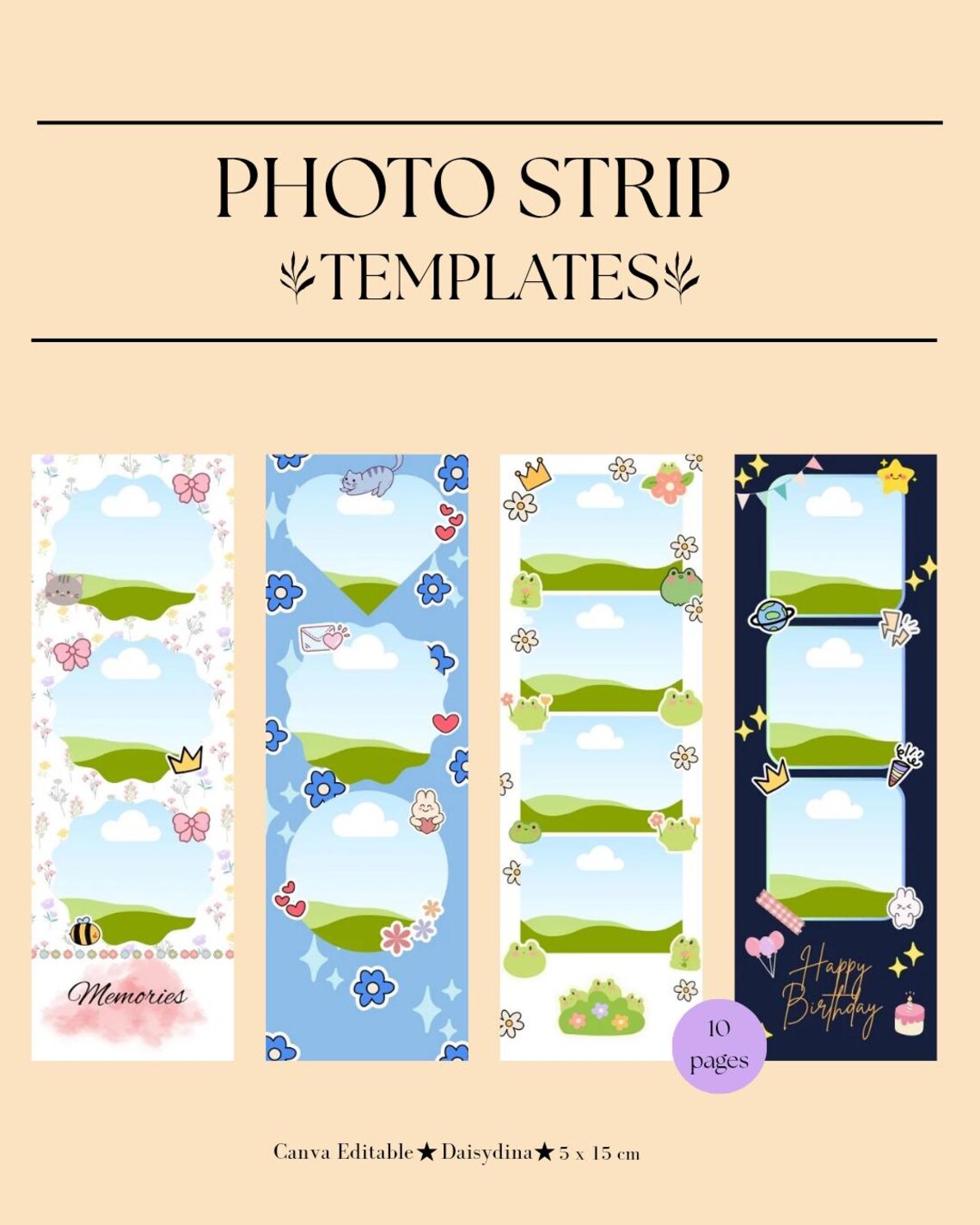 Strip Design Aesthetic Photo Strip Template - Etsy