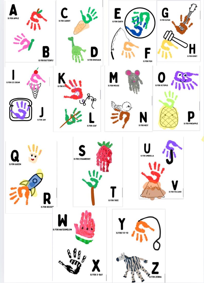 Instant Display Handprint Lettering Printable A-Z Handprint Book • Preschool & Homeschool Keepsake - Etsy