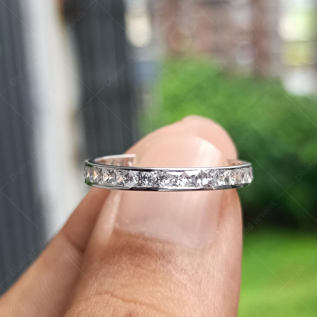Channel Set Princess Cut Wedding Band Full Eternity Princess Cut ...
