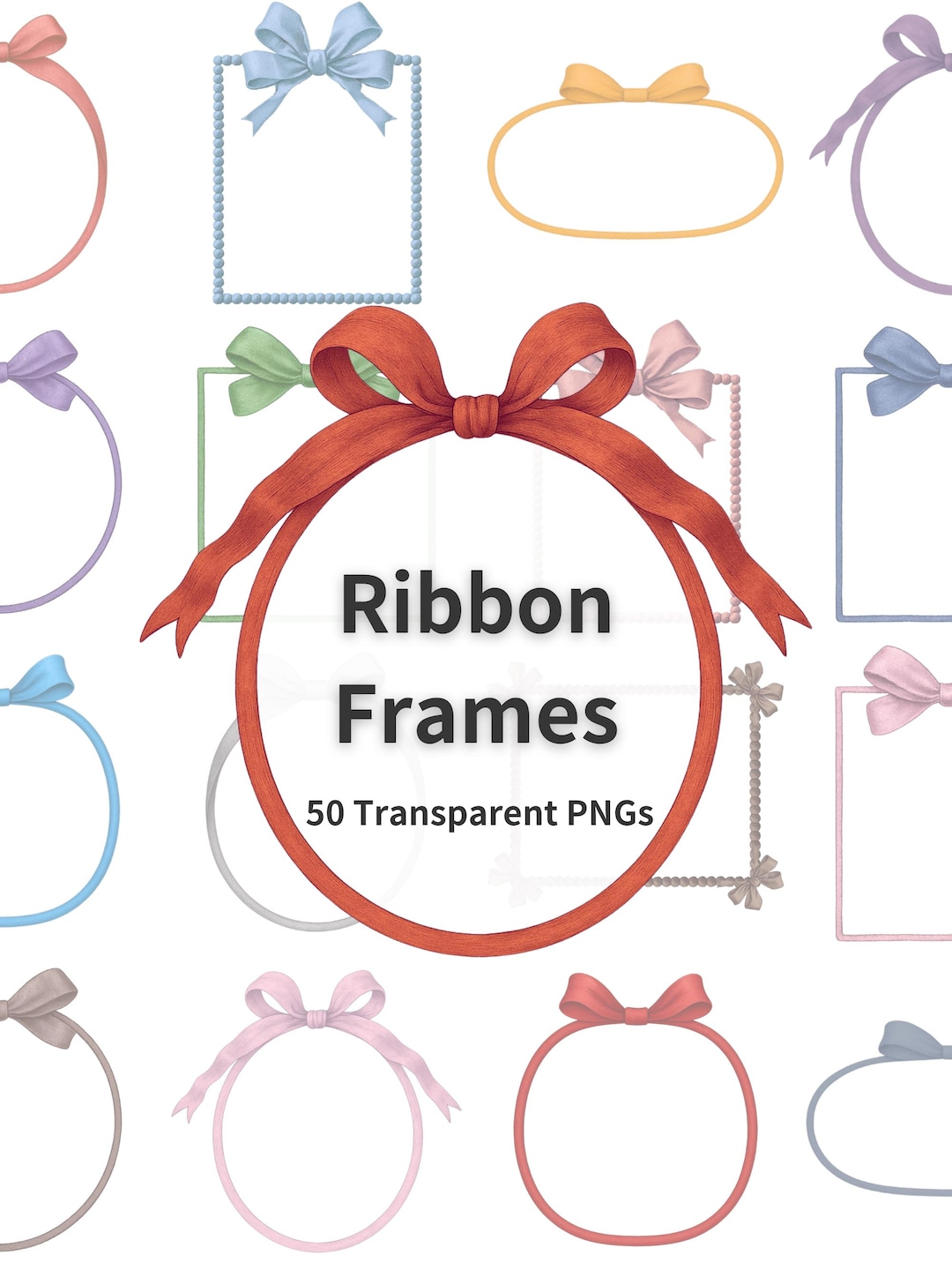 Gift Frame Ribbon Ribbon Frame Clipart | 50 Vintage Inspired Colourful Digital Frames ...