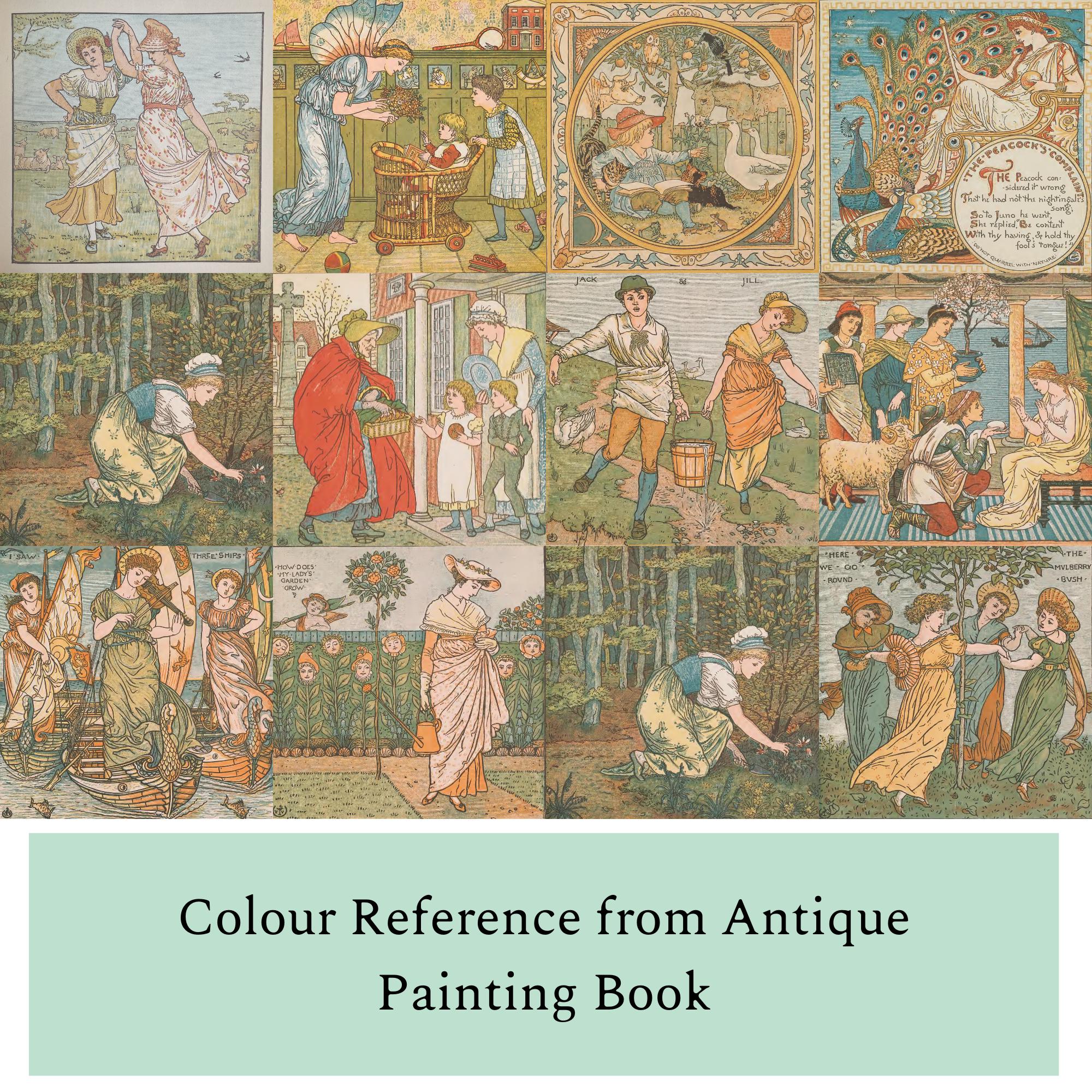 ウォルタークレインのアンティークプリント ウォルター・クレイン アンティーク塗り絵 | ヴィンテージアートブック