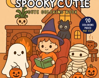 Cute Halloween Coloring Book PDF 20 Printable Pages 8.5x8.5 in Kids Trick or Treat Activity Instant Download  Watercolor Pencil Friendly