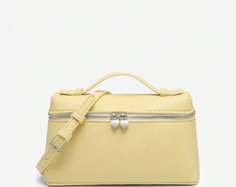 Bolso tote retro amarillo tejido en piel sintética con correa desmontable – Bolso estructurado y chic para el trabajo, vacaciones y estilo s