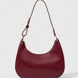 Bolso Nube Vintage Burdeos – Bolso de Hombro para Mujer de Cuero Sintético Craquelado con Efecto Cera, Bolso Retro Plisado Bajo el Brazo con