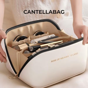 Waterproof PU Leather Makeup Bag: Large Double Layer Cosmetic Organizer