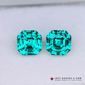 10 Ct (2 Pcs) GIE Certified Natural Paraiba Tourmaline Blue Green Asscher Cut Pair Loose Gemstone Jewelry Ring Size