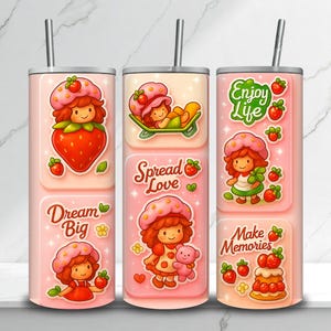Strawberry Girl Sprüche 20 oz tumbler wrap png