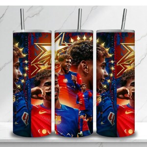 Lamine Yamal Tumbler Wrap PNG: Barcelona Soccer Star Sublimation Design