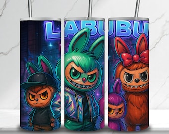 Labubu Tumbler Wrap PNG: 20oz/30oz Skinny Tumbler Design (Digital Download)