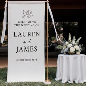 Custom Linen Wedding Sign, Fabric Wedding Sign, Custom Welcome Sign, Linen Wedding Banner, Wedding Decoration, Engagement Party Sign
