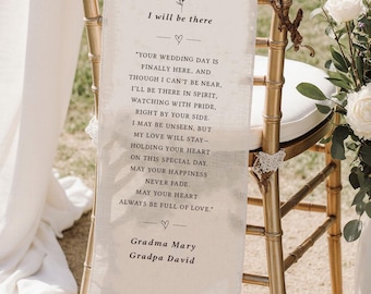 Personalized Wedding Memorial Chair Sign: In Loving Memory Fabric Banner