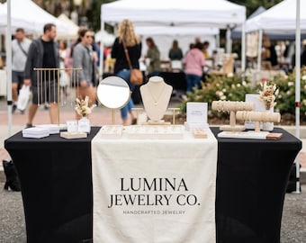 Custom Logo Table Runner, Personalized Business Display Banner, Craft Fair Booth Decor, Trade Show Table Cover