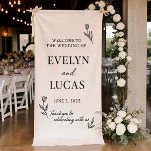 Custom Linen Wedding Sign, Fabric Wedding Sign, Custom Welcome Sign, Linen Wedding Banner, Wedding Decoration, Engagement Party Sign
