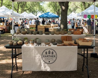 Individuelles Logo Tischläufer | Leinen Canvas Banner für Verkaufsstände, Handwerk Messen & Markt Displays | Personalisierte Business Tischschild