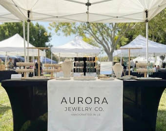 Personalized Business Table Runner with Logo | Custom Booth Display for Craft Fairs, Markets & Small Brand Events