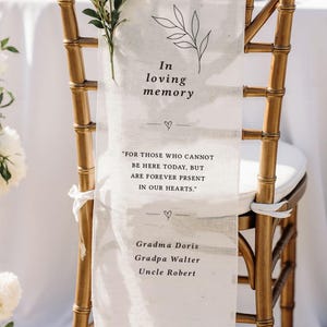 Reserved Wedding Memorial Chair Sign, Custom Memorial Wedding Sign, Wedding Chair Banner In Memory Of Loved Ones, Personalized Fabric Sign