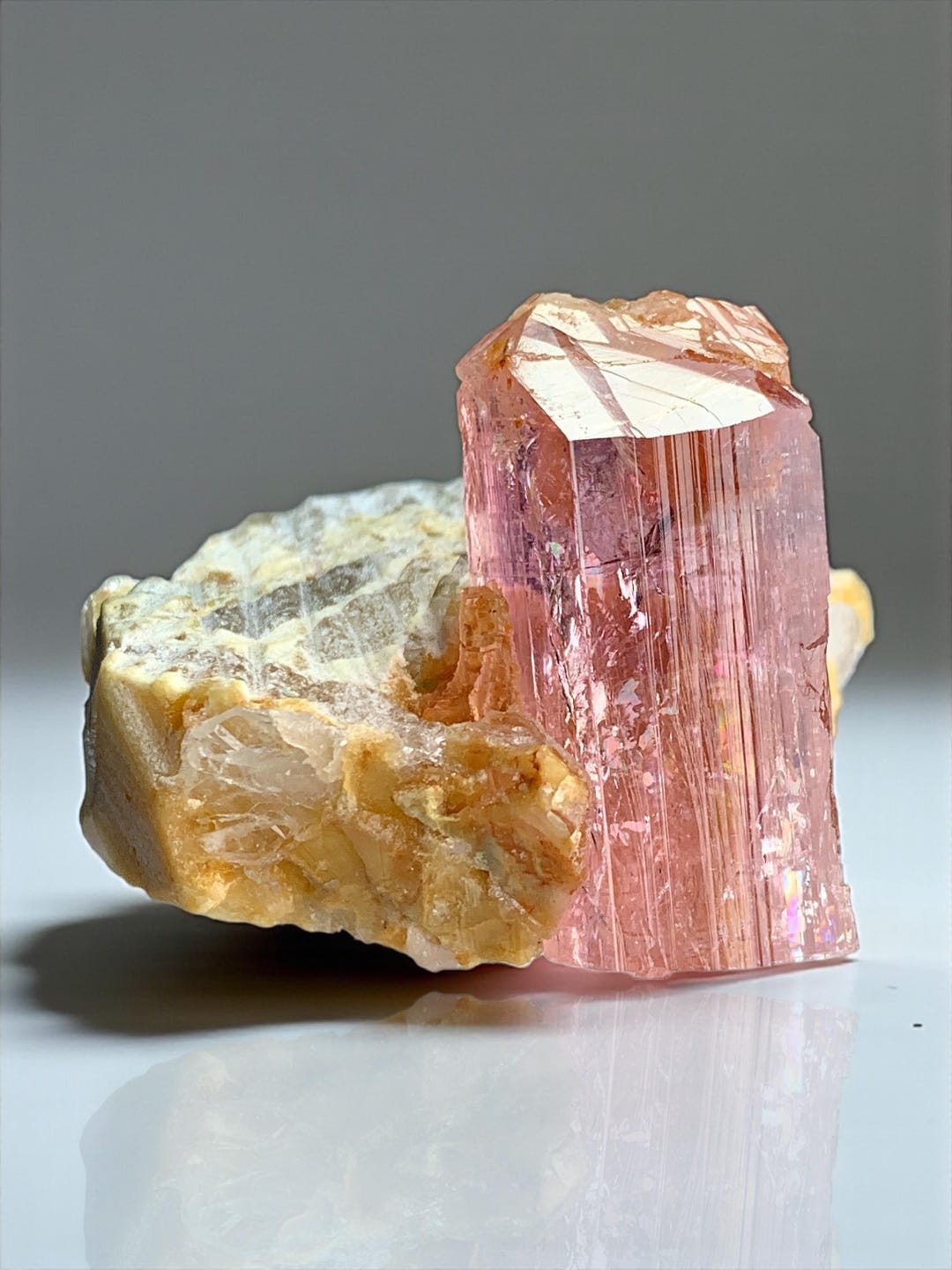 Topaz Matrix Pink Topaz on Matrix - Rare Terminated Crystals - Reddish Pink Hues ...