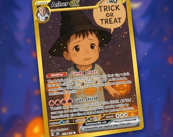 Personalized Kids Pokemon Card – Custom Halloween Anime Character Card  Holographic Acrylic or Metal Gift