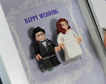 Custom Couple Minifigure Gift, Personalized Building Block Wall Art, Wedding Figurine, Anniversary Keepsake