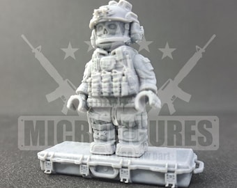 Custom Ghost-Style Operator Minifigure| Military Tactical Gear | Collectible Display Figure Compatible with Mini Blocks