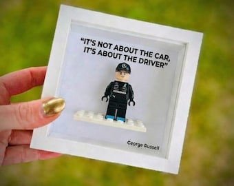 Custom F1 Driver Minifigure Geor.ge Rus.sell Mercedes Suit Formula One Collectible