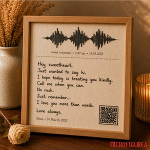 Custom Voicemail Embroidery Frame, Saved Message Keepsake Gift, Memorial Handwriting Art, In Their Voice